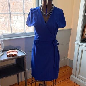 bobeau Royal Blue Wrap Midi Dress with Side Tie
